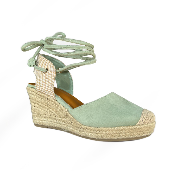 Lace Up Espadrille Heels- Sage Green - Image 2