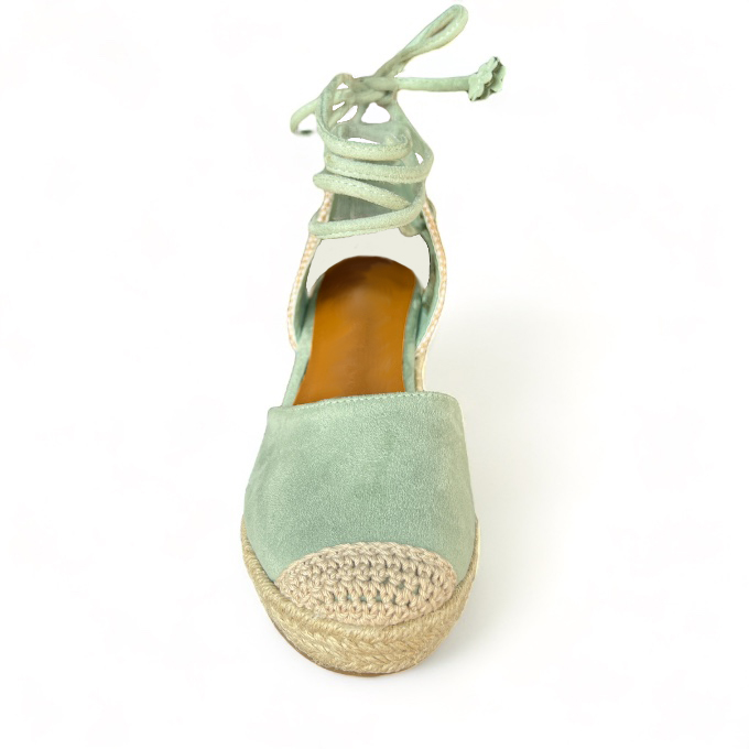 Lace Up Espadrille Heels- Sage Green - Image 3