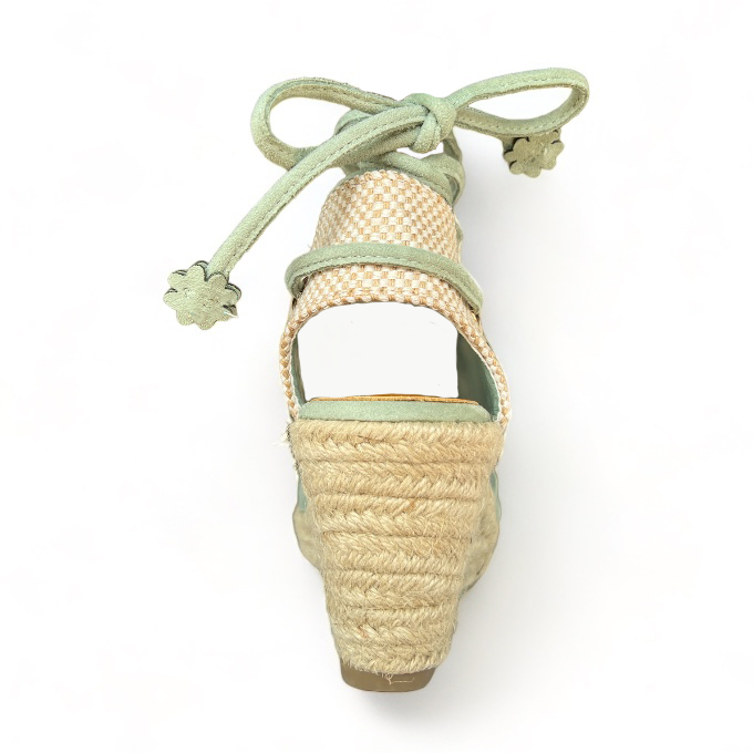 Lace Up Espadrille Heels- Sage Green - Image 6