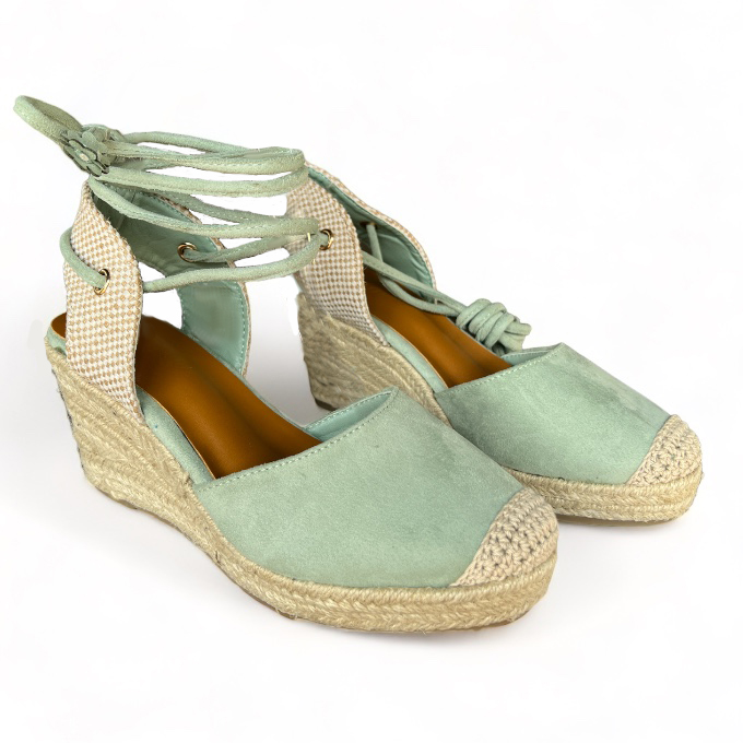 Lace Up Espadrille Heels- Sage Green - Image 7