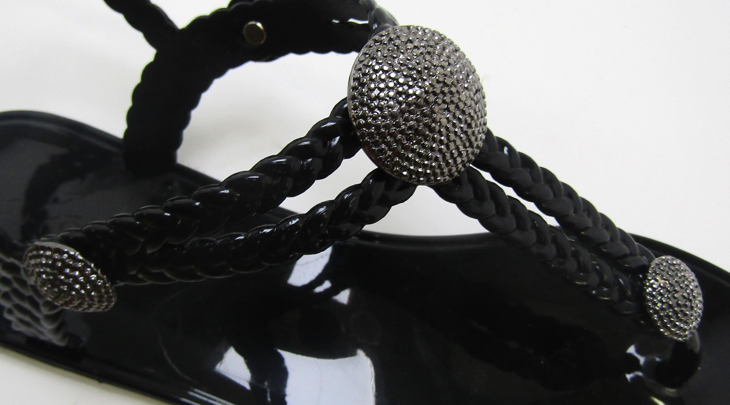 Charlotte Black Sandal- Gunmetal studs - Image 2