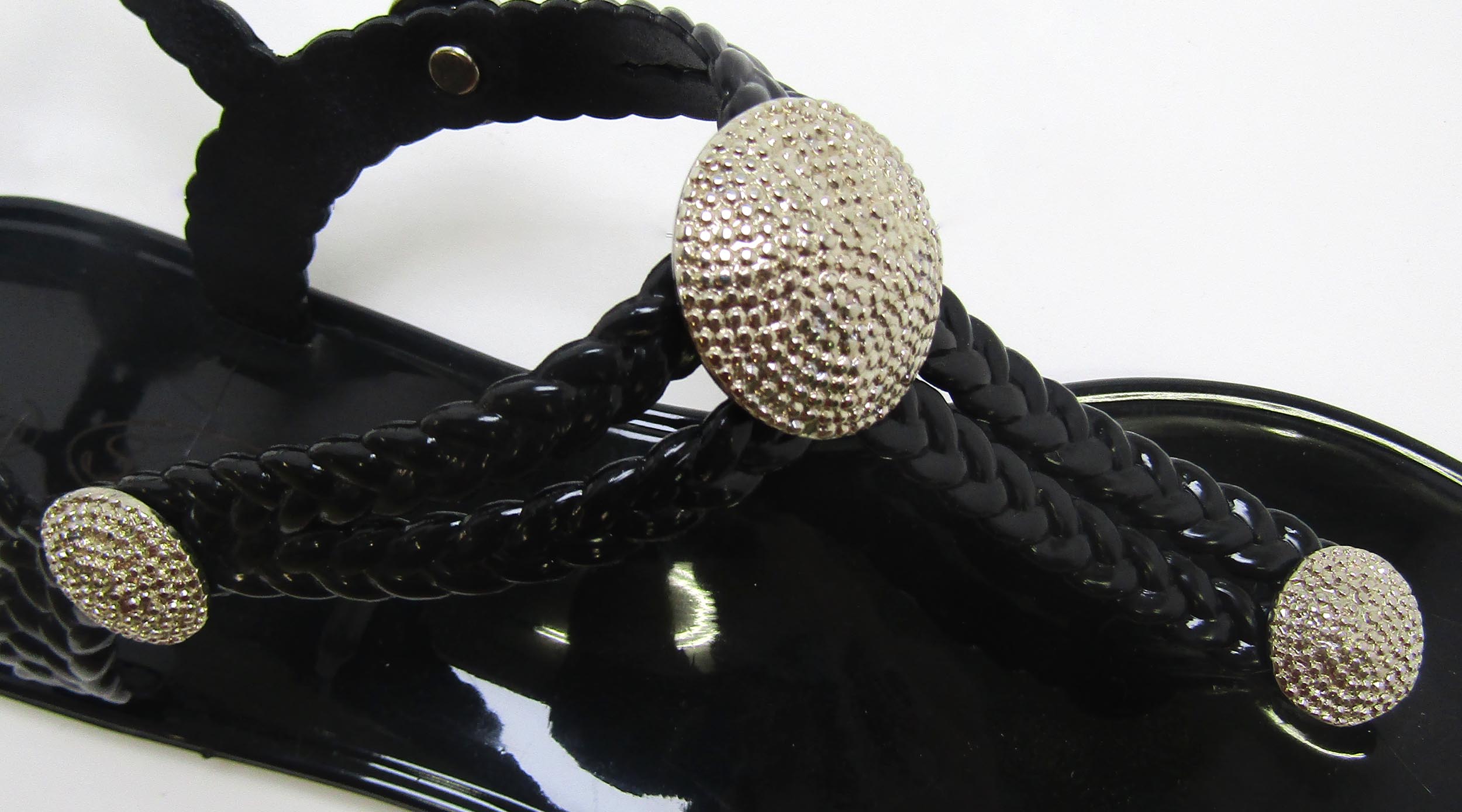 Charlotte Black Sandal- Silver studs - Image 2