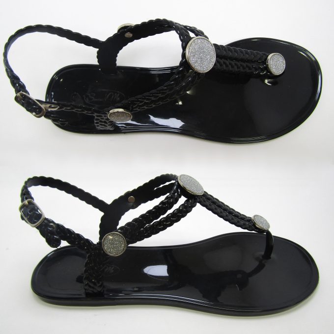Charlotte Black Sandal- Glitter studs