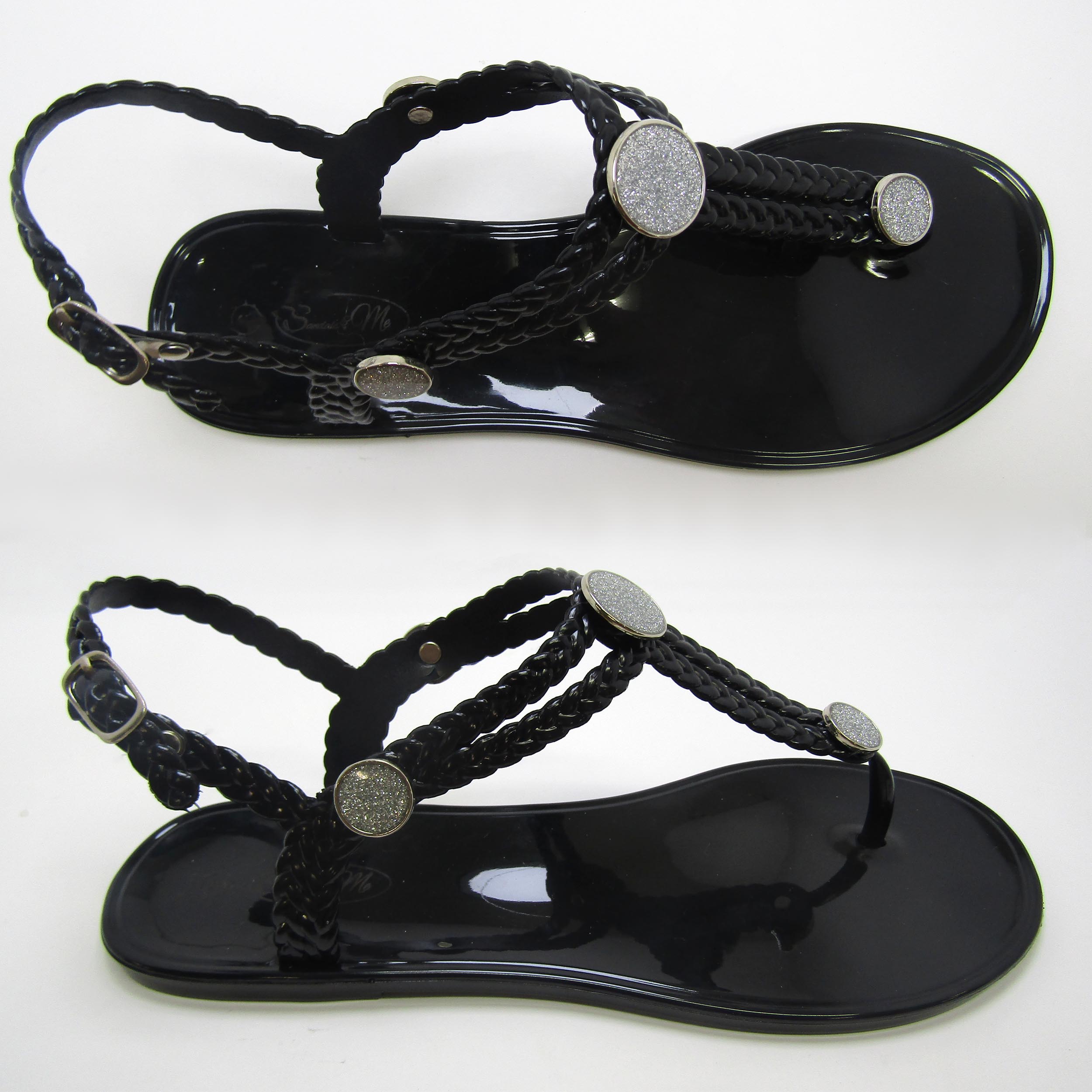 Charlotte Black Sandal- Glitter studs