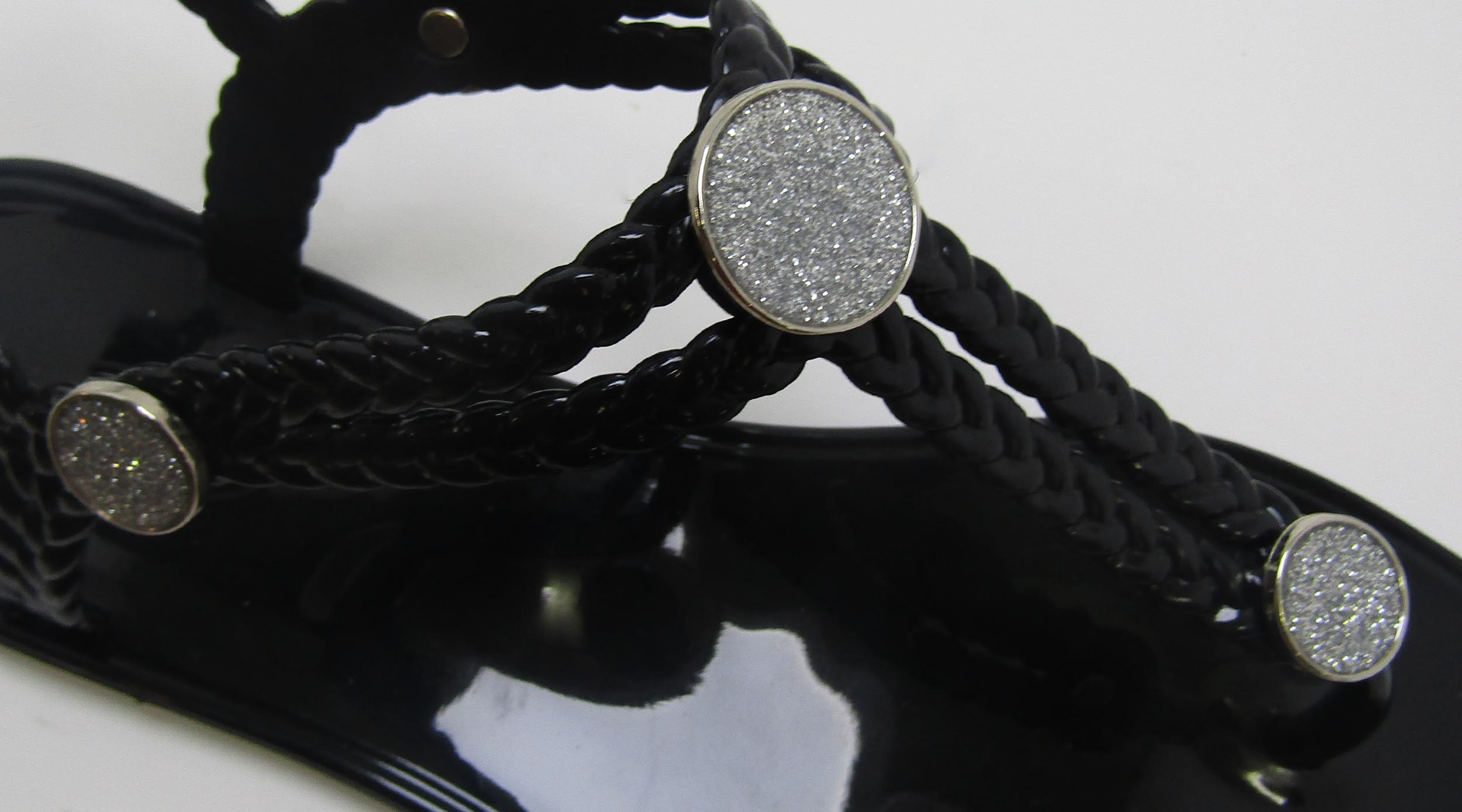Charlotte Black Sandal- Glitter studs - Image 2