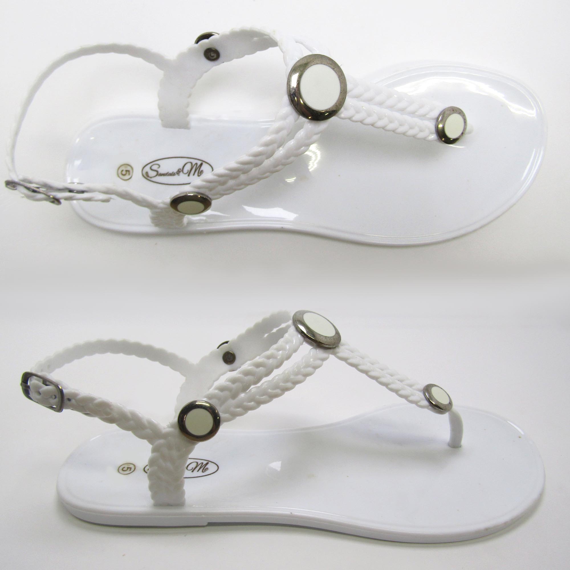 Charlotte White Sandal- White and Silver Studs