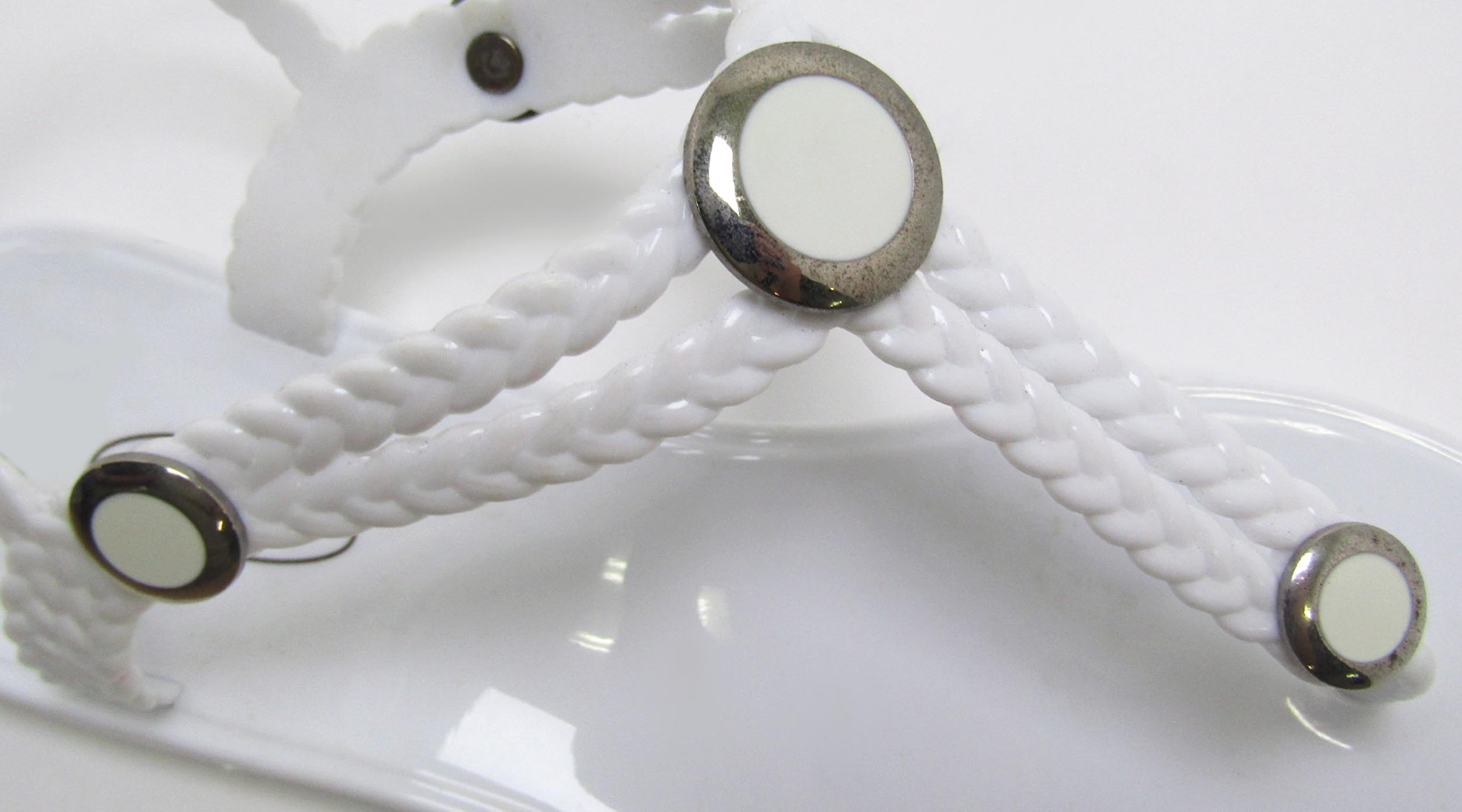Charlotte White Sandal- White and Silver Studs - Image 2