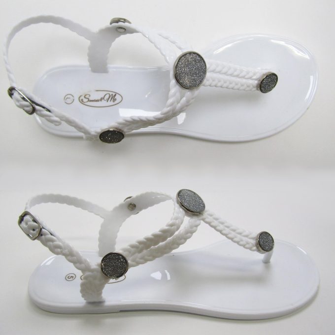 Charlotte White Sandal- Glitter Studs