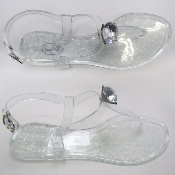 Saint Claire Glossy Clear Sandal- Diamanté Stud