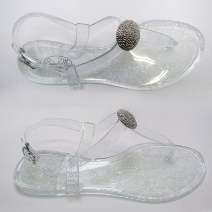 Saint Claire Glossy Clear Sandal- Silver Stud