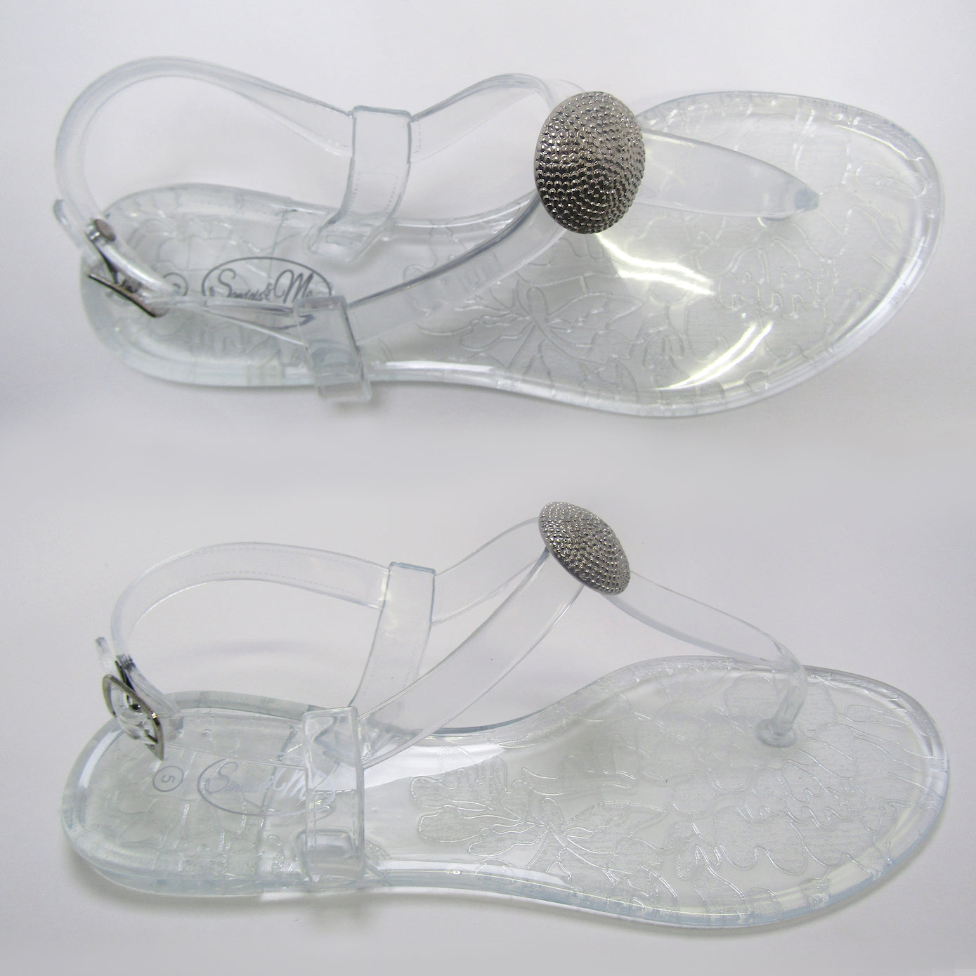 Saint Claire Glossy Clear Sandal- Silver Stud