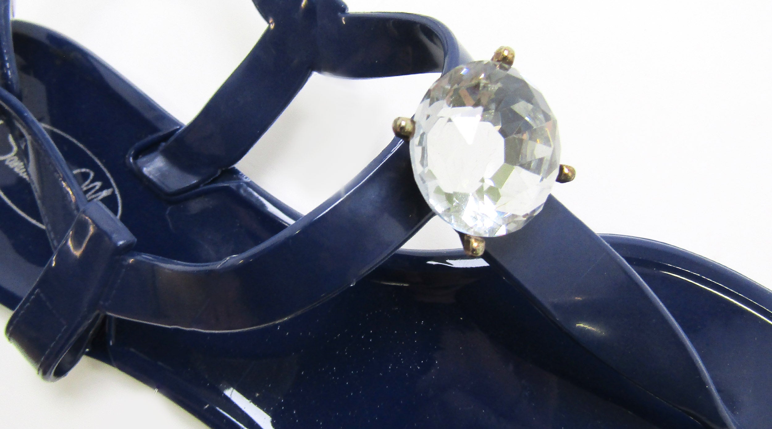 Saint Claire Glossy Navy Sandal- Diamanté Stud - Image 2
