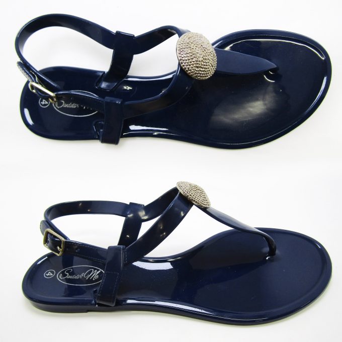 Saint Claire Glossy Navy Sandal- Silver Stud