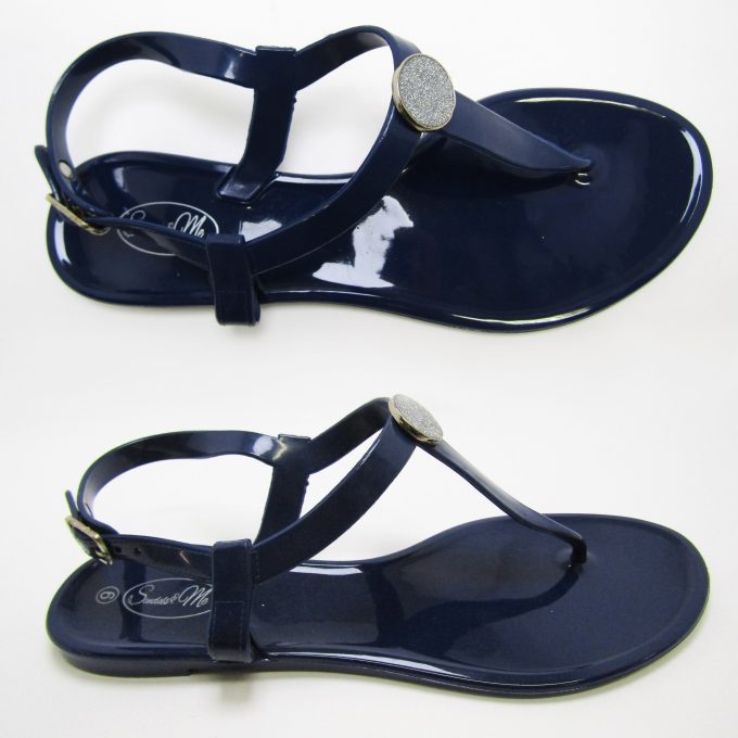 Saint Claire Glossy Navy Sandal- Glitter Stud