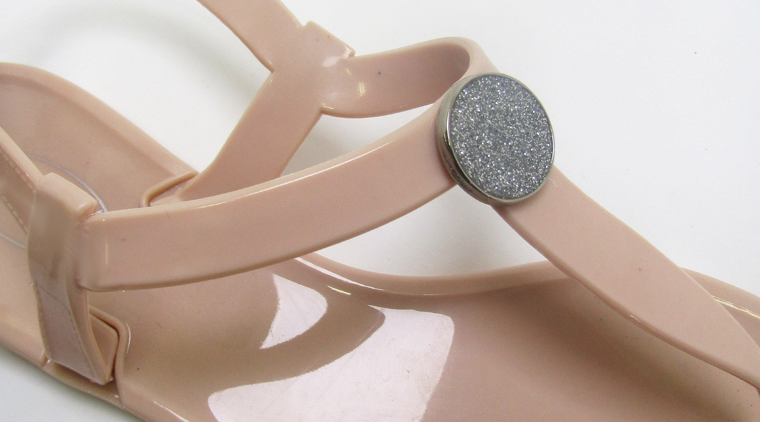 Saint Claire Glossy Nude Sandal- Glitter Stud - Image 2