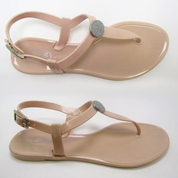 Saint Claire Glossy Nude Sandal- Glitter Stud