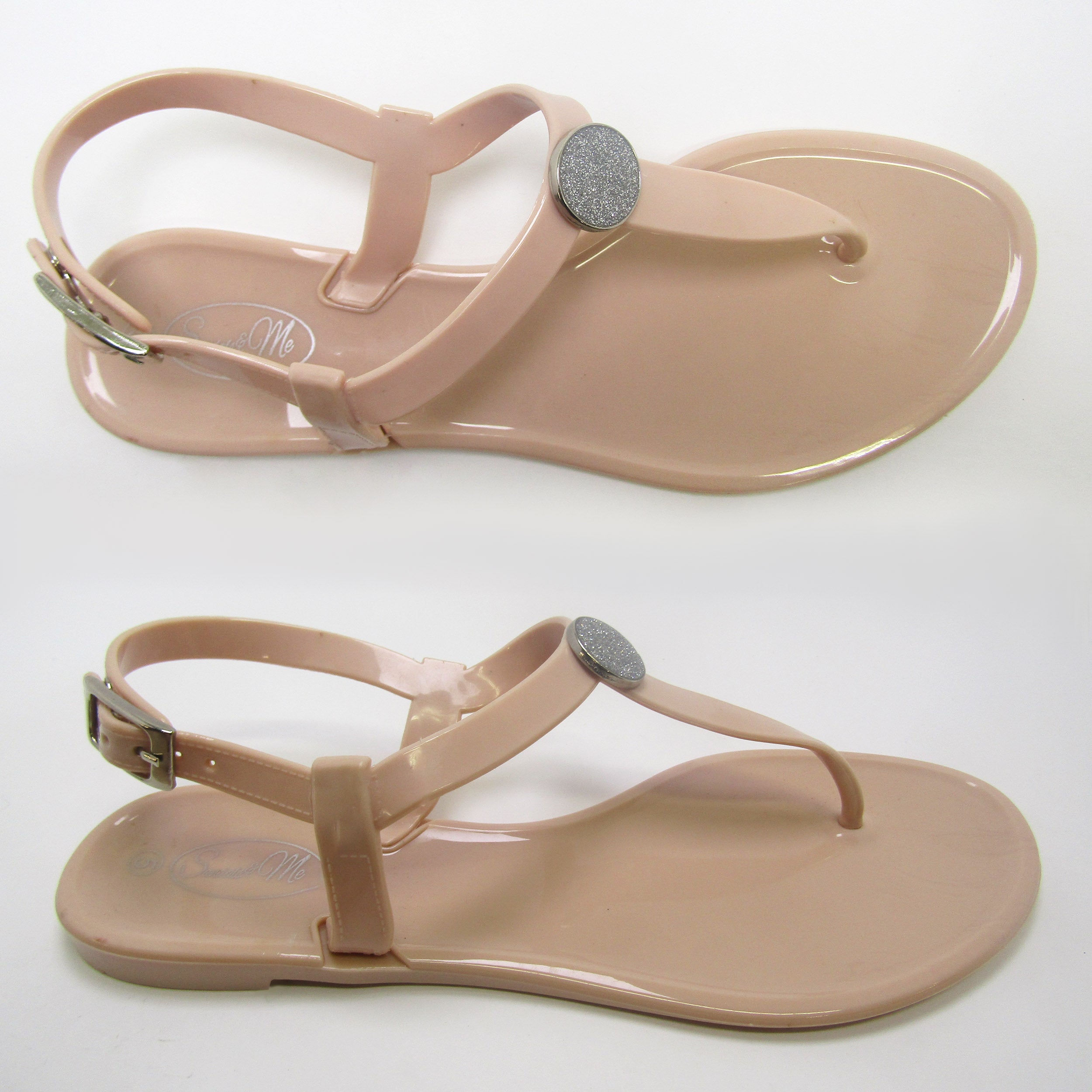 Saint Claire Glossy Nude Sandal- Glitter Stud