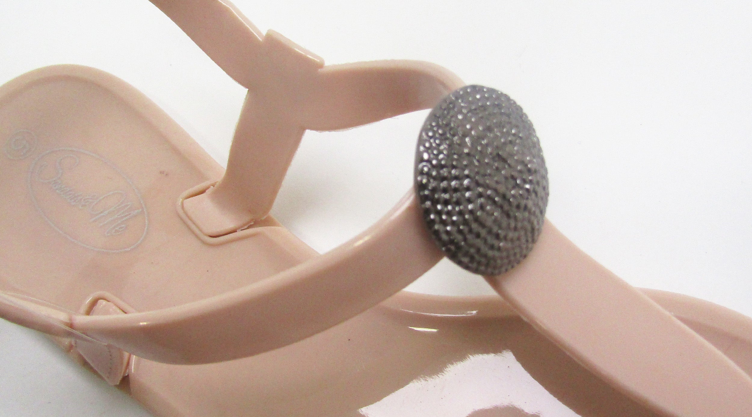 Saint Claire Glossy Nude Sandal- Gunmetal Stud - Image 2