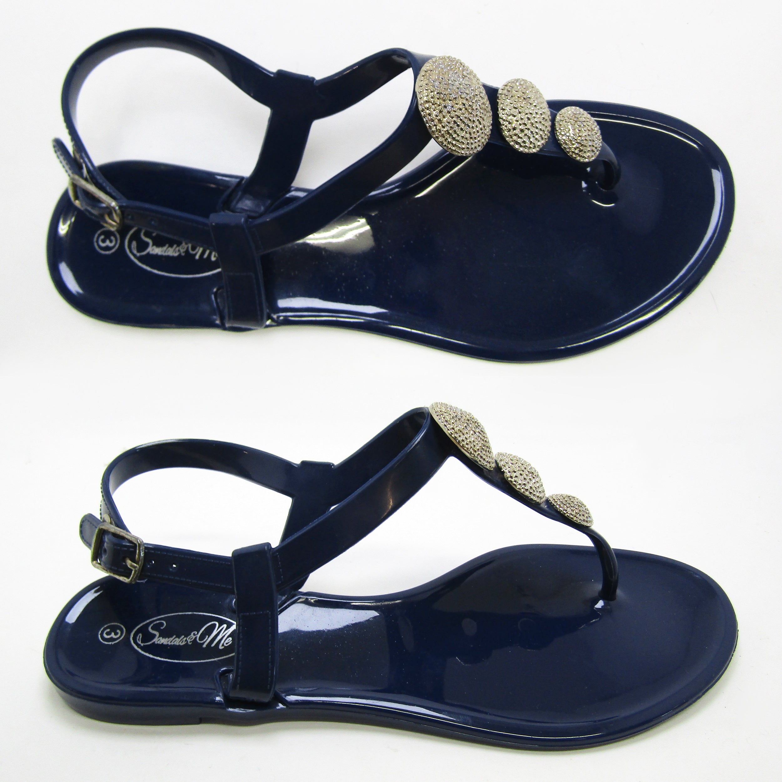 Robot Navy Sandal- Silver Studs