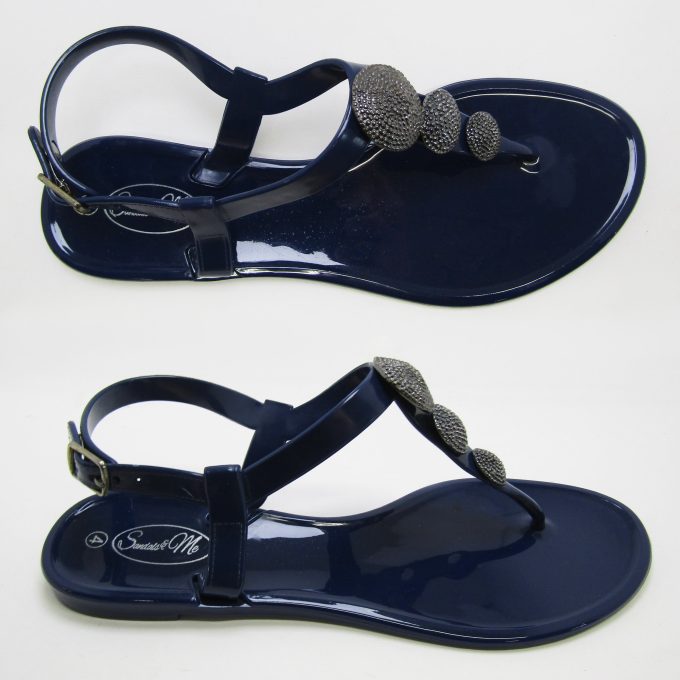Robot Navy Sandal-Gunmetal Studs