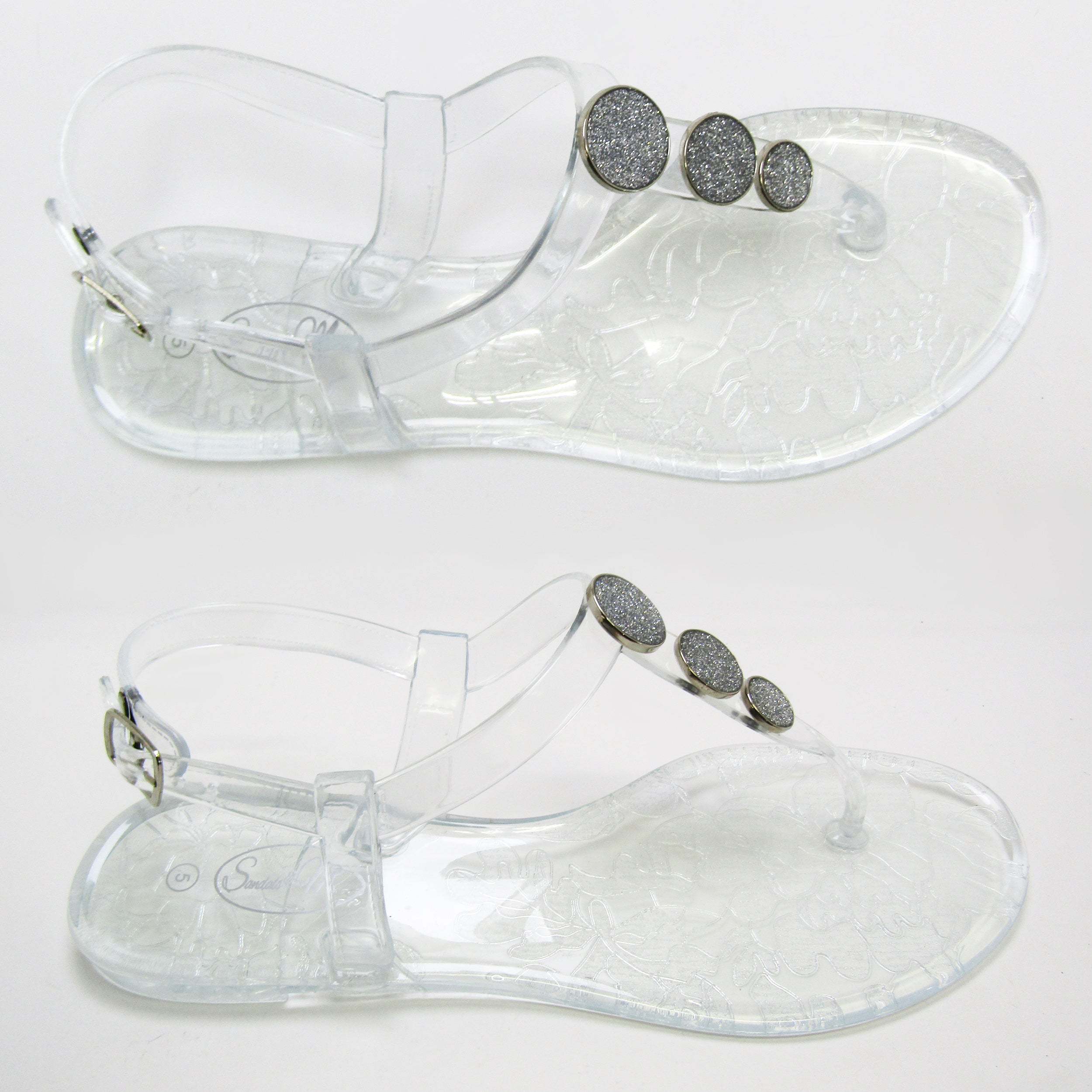 Robot Clear Sandal- Glitter Studs