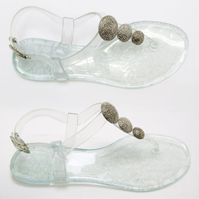Robot Clear Sandal- Silver Studs