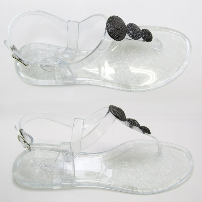 Robot Clear Sandal- Gunmetal Studs