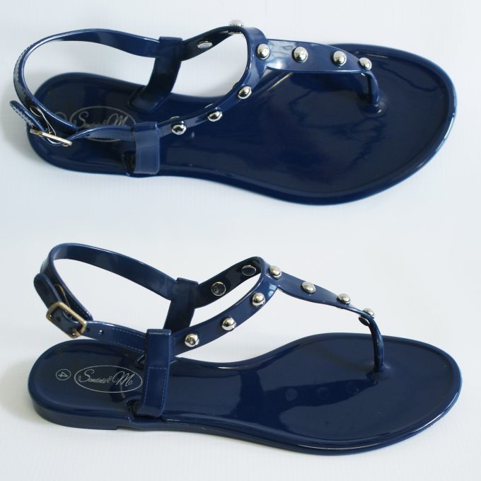 Pippa Glossy Navy Sandal- Silver Studs