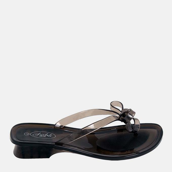 Juliet Bow Transparent Black Sandals