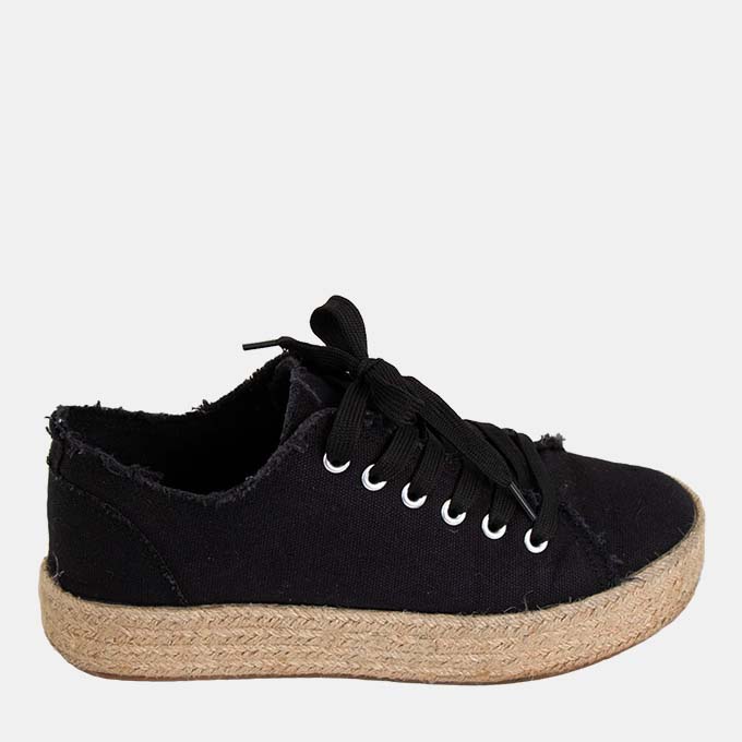Ella Black Espadrille Sneakers - Image 2