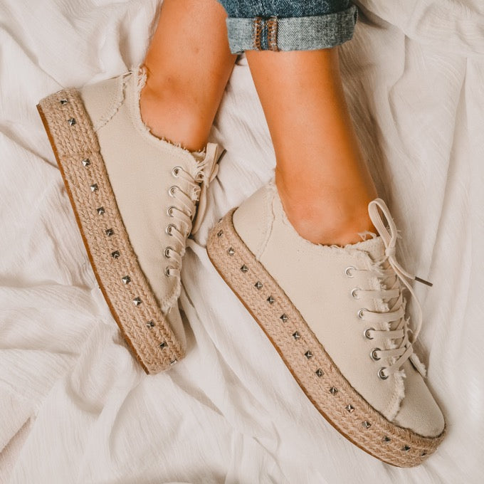 Ella Eggshell Espadrille Sneakers - Image 9