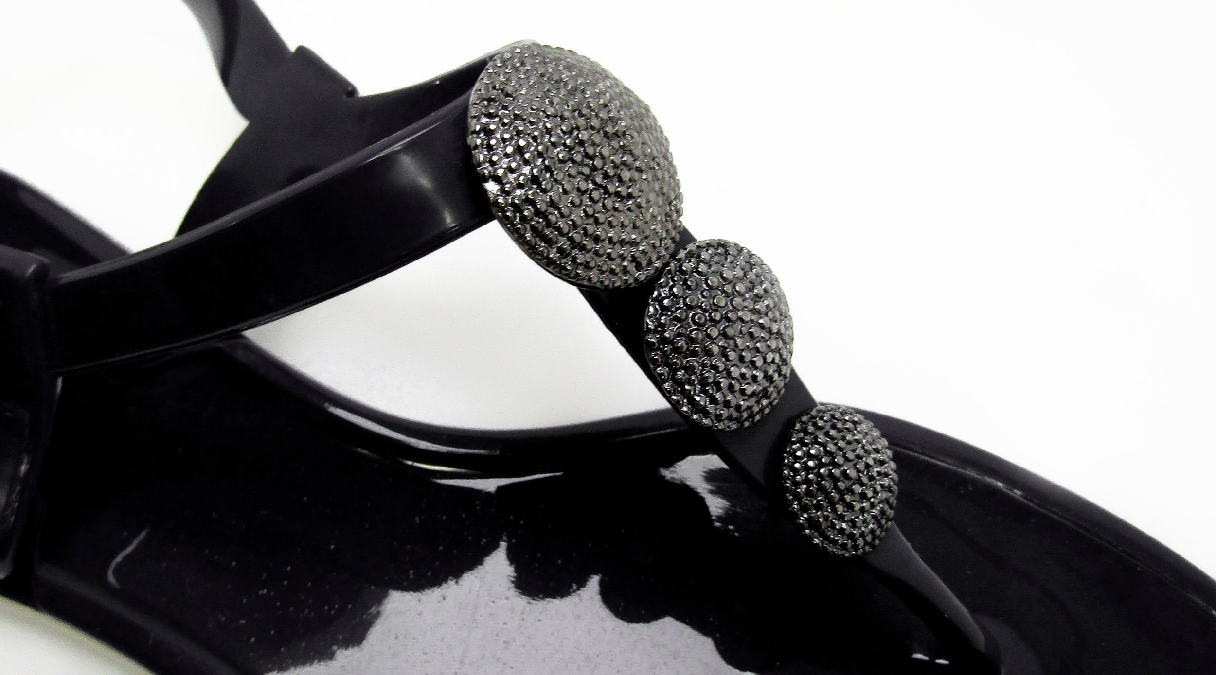 Robot Glossy Black Sandal-Gunmetal Studs - Image 2