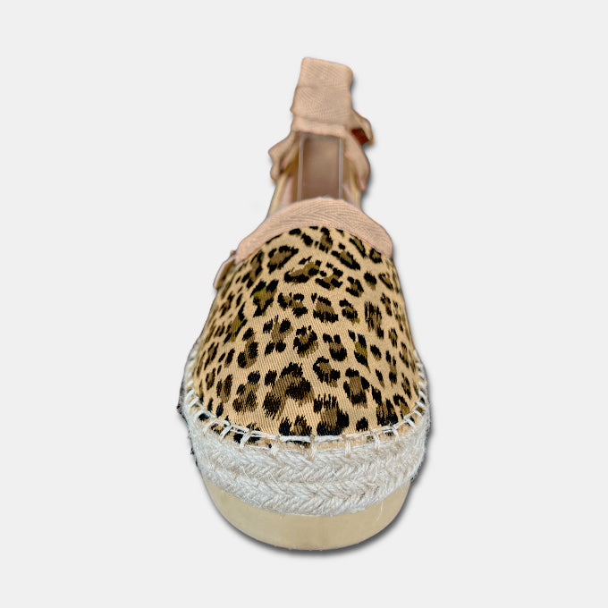 Wedge Lace Up Espadrilles- Animal Print - Image 6