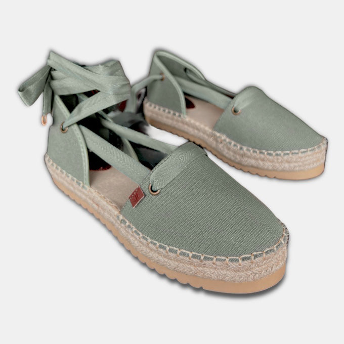 Wedge Lace Up Espadrilles- Fatigue - Image 8