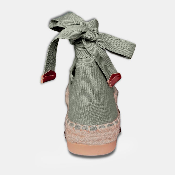 Wedge Lace Up Espadrilles- Fatigue - Image 6