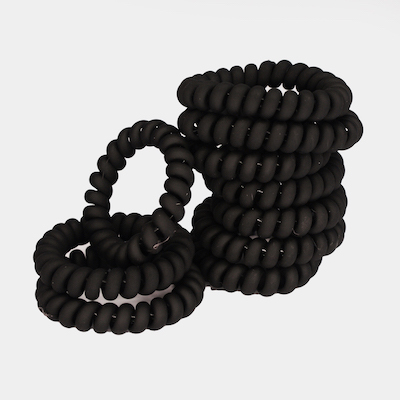SPIRAL HAIR TIE- MATTE BLACK (10 PACK)