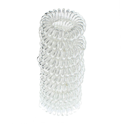 SPIRAL HAIR TIE- GLOSSY CLEAR (10 PACK)