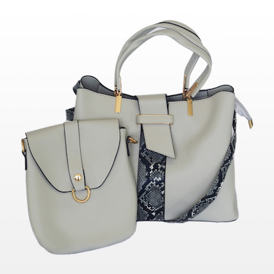 Grey Snakeskin Handbag Set