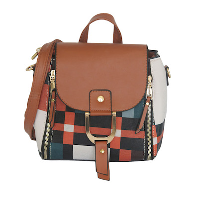 Tan & Plaid Handbag/Backpack Set - Image 2