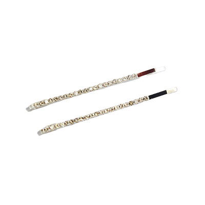 2-PIECE SILVER CRYSTAL HAIR SLIDES