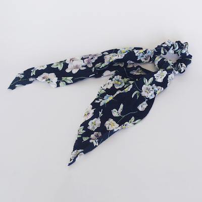 SCARF HAIR SCRUNCHIE- NAVY FLORAL