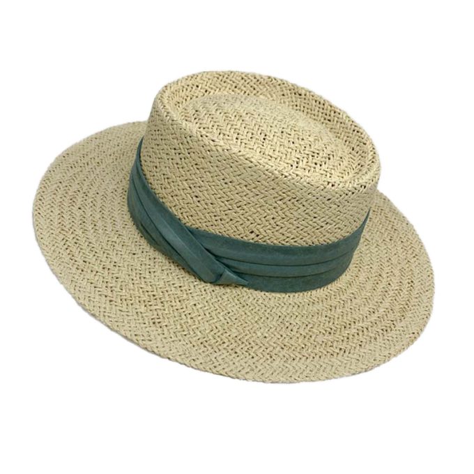 PANAMA HAT- NUDE & GREEN